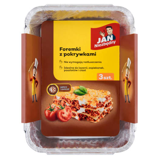 JAN NIEZBĘDNY Foremka aluminiowa do pieczenia i zamrażania z przykrywką 3 szt.