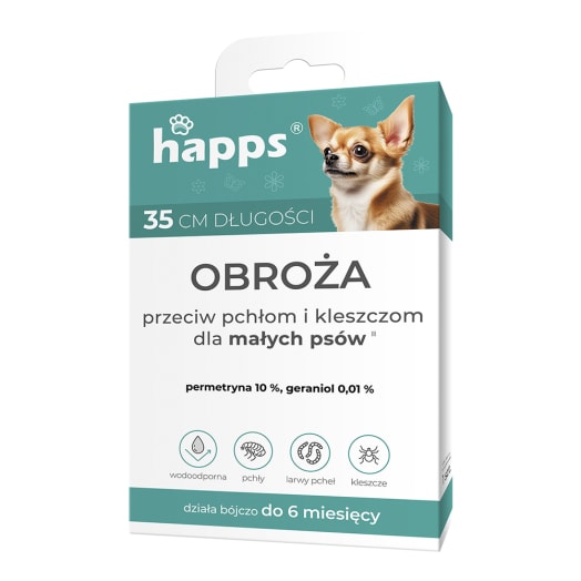 HAPPS Obroża przeciw pchłom i kleszczom dla małych psów