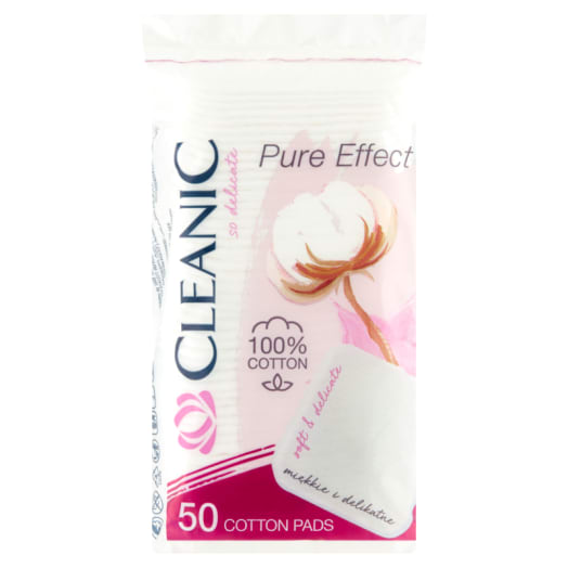 CLEANIC Pure Effect Płatki kosmetyczne kwadratowe 50 szt