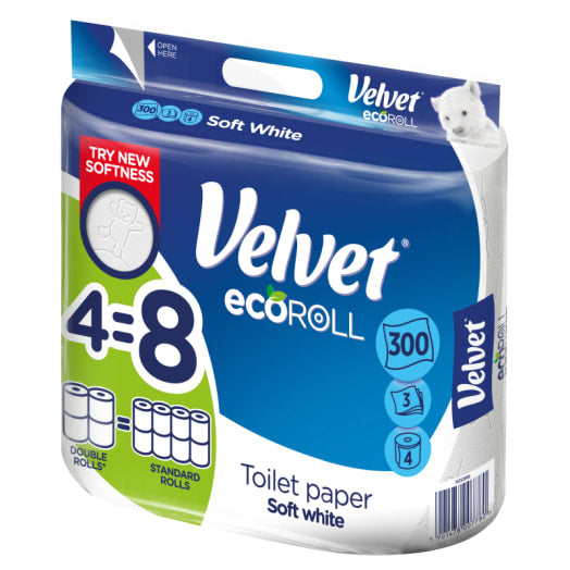 VELVET ECOroll Papier toaletowy delikatnie biały 4 rolki