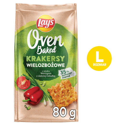 LAY'S Oven Baked Krakersy wielozbożowe o smaku warzyw z zieloną cebulką