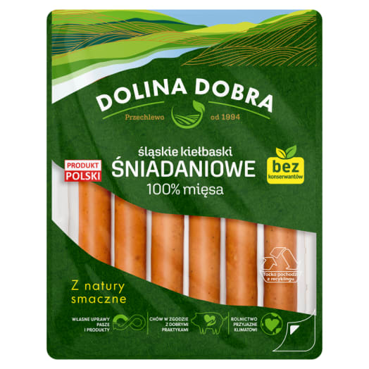 DOLINA DOBRA Śląskie kiełbaski śniadaniowe 100% mięsa