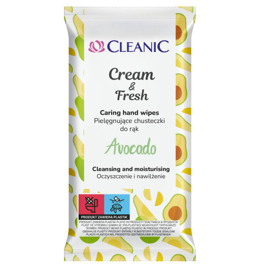 CLEANIC Clean&Fresh Pielegnujące chusteczki do rąk Avocado 15 szt.