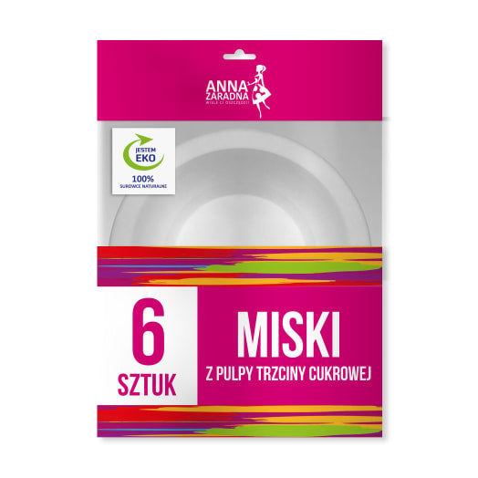 ANNA ZARADNA MISKI Z TRZCINY CUKROWEJ 6 SZT. 450ML