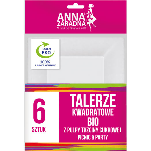 ANNA ZARADNA Talerze z trzciny cukrowej 6 szt. kwadratowe