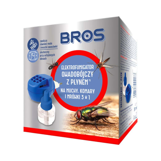 BROS Zestaw Elektrofumigator + płyn na komary mrówki i muchy