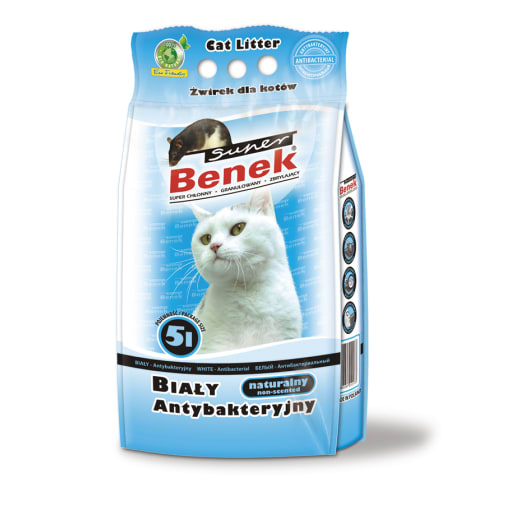 SUPER BENEK Żwirek biały bentonitowy antybakteryjny dla kotów