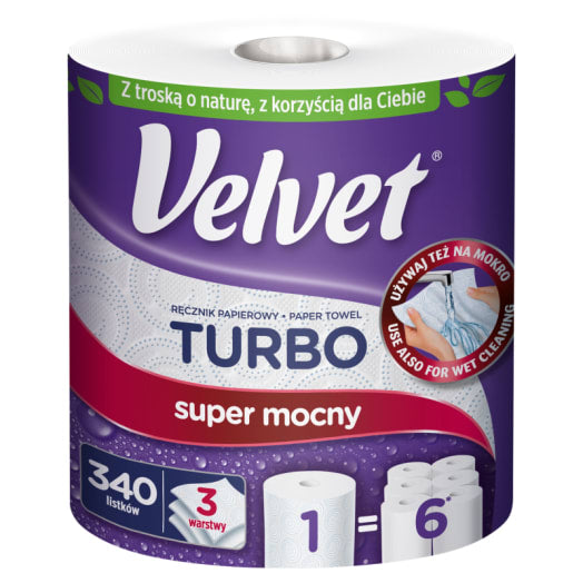 VELVET TURBO Ręcznik papierowy 3-warstwowy 340 listków